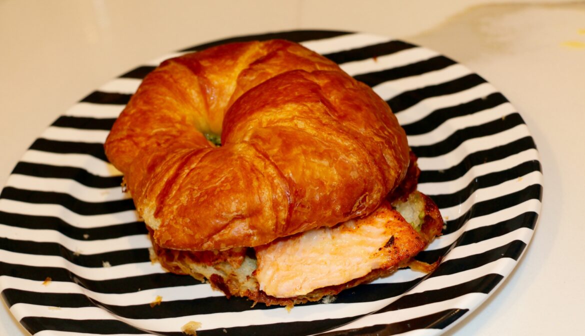 salmon croissant sandwich