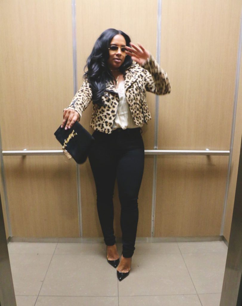 Leopard Motocycle jacket from H&M black fashion blogger