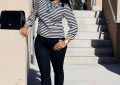 Alice and Olivia Blouse, Levi's Jeans, Gucci Booties