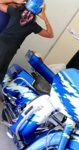 blue and white motorcycle