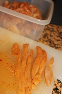 chicken philly recipe - raw chicken cut into strips