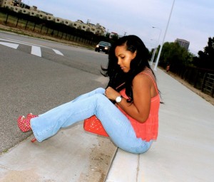 Wearing - Free People Top, AG Denim Flared Denim, Miu Miu Platforms