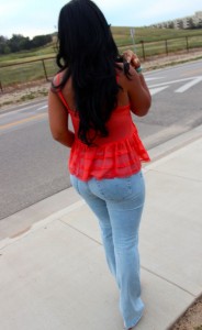 Wearing - Free People Top, AG Denim Flared Denim, Miu Miu Platforms