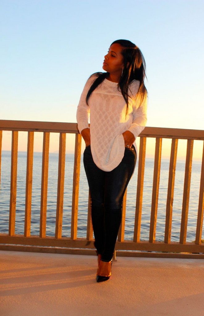 Wearing - LF high/low sweater, Rag & Bone Jeans, Christian Louboutin Pumps