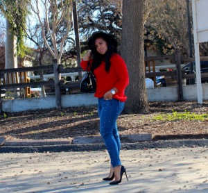 Rag & Bone Floppy Brim Fedora Hat, Zara Sweater, Paige Denim Paint Splattered Denim, YSL Bag, Tom Ford Shades, Christian Louboutin Patent Leather Pigalle Pumps