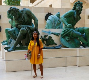 Tanya Major wearing - Zara dress and flats, Celine mini bag