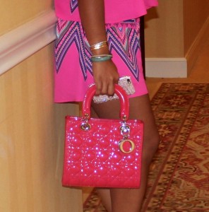 Wearing - Lush two piece set (top and shorts), Manolo Blahnik Sandals, Dior Bag