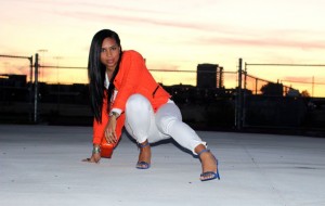 Wearing - Orange Chanel inspired Tweed Jacket by Zara, James Perse Tank, Genetic Denim White Jeans, Balenciaga Sandals