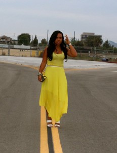 Wearing - Metaphor pleated skirt and tank, Alexander Wang Slide Ins