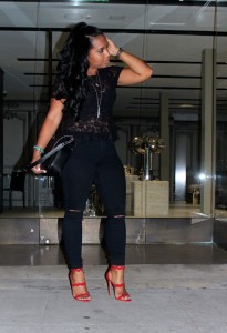 Wearing - F21 Lace Top, J Brand Jeans, Prada Red Sandals, Chanel Bag