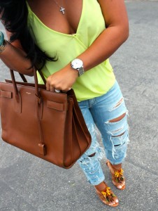 Wearing - RAG & BONE JEANS THE DRE IN THRASHER, Random Tank, Jimmy Choo Sandals, Saint Laurent Bag