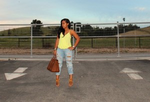 Wearing - RAG & BONE JEANS THE DRE IN THRASHER, Random Tank, Jimmy Choo Sandals, Saint Laurent Bag