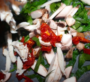 ingredients for a veggie with turkey omelette